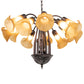 Meyda Lighting Tiffany Pond Lily 24" 12-Light Mahogany Bronze Chandelier With Amber Favrile Shade Glass