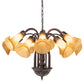 Meyda Lighting Tiffany Pond Lily 24" 12-Light Mahogany Bronze Chandelier With Amber Favrile Shade Glass