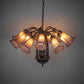 Meyda Lighting Tiffany Pond Lily 24" 12-Light Mahogany Bronze Chandelier With Amber & Purple Shade Glass