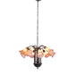 Meyda Lighting Tiffany Pond Lily 24" 12-Light Mahogany Bronze Chandelier With Amber & Purple Shade Glass