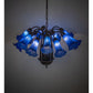 Meyda Lighting Tiffany Pond Lily 24" 12-Light Mahogany Bronze Chandelier With Blue Shade Glass
