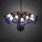 Meyda Lighting Tiffany Pond Lily 24" 12-Light Mahogany Bronze Chandelier With Blue & White Shade Glass