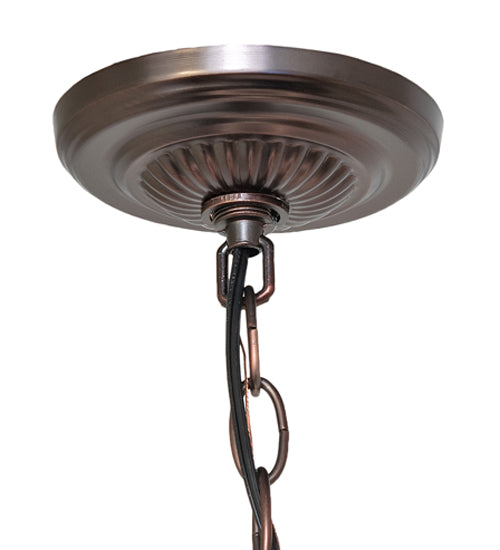 Meyda Lighting Tiffany Pond Lily 24" 12-Light Mahogany Bronze Chandelier With Blue & White Shade Glass