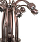 Meyda Lighting Tiffany Pond Lily 24" 12-Light Mahogany Bronze Chandelier With Cranberry & Light Green Shade Glass