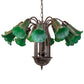 Meyda Lighting Tiffany Pond Lily 24" 12-Light Mahogany Bronze Chandelier With Green Shade Glass