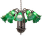 Meyda Lighting Tiffany Pond Lily 24" 12-Light Mahogany Bronze Chandelier With Green Shade Glass