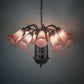 Meyda Lighting Tiffany Pond Lily 24" 12-Light Mahogany Bronze Chandelier With Pink Shade Glass
