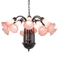 Meyda Lighting Tiffany Pond Lily 24" 12-Light Mahogany Bronze Chandelier With Pink Shade Glass