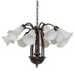 Meyda Lighting Tiffany Pond Lily 24" 12-Light Mahogany Bronze Chandelier With White Shade Glass