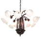 Meyda Lighting Tiffany Pond Lily 24" 12-Light Mahogany Bronze Chandelier With White Shade Glass