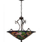 Meyda Lighting Tiffany Pond Lily 24" 3-Light Mahogany Bronze Inverted Pendant Light With Multi-Colored Shade Glass