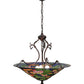 Meyda Lighting Tiffany Pond Lily 24" 3-Light Mahogany Bronze Inverted Pendant Light With Multi-Colored Shade Glass