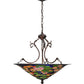 Meyda Lighting Tiffany Pond Lily 24" 3-Light Mahogany Bronze Inverted Pendant Light With Multi-Colored Shade Glass