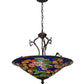 Meyda Lighting Tiffany Pond Lily 24" 3-Light Mahogany Bronze Inverted Pendant Light With Multi-Colored Shade Glass