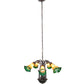 Meyda Lighting Tiffany Pond Lily 24" 7-Light Mahogany Bronze Chandelier With Amber & Green Shade Glass