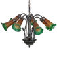 Meyda Lighting Tiffany Pond Lily 24" 7-Light Mahogany Bronze Chandelier With Amber & Green Shade Glass