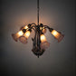 Meyda Lighting Tiffany Pond Lily 24" 7-Light Mahogany Bronze Chandelier With Amber & Purple Shade Glass