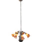 Meyda Lighting Tiffany Pond Lily 24" 7-Light Mahogany Bronze Chandelier With Amber Shade Glass