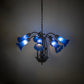 Meyda Lighting Tiffany Pond Lily 24" 7-Light Mahogany Bronze Chandelier With Blue Shade Glass
