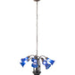 Meyda Lighting Tiffany Pond Lily 24" 7-Light Mahogany Bronze Chandelier With Blue Shade Glass