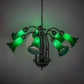 Meyda Lighting Tiffany Pond Lily 24" 7-Light Mahogany Bronze Chandelier With Green Shade Glass