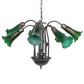 Meyda Lighting Tiffany Pond Lily 24" 7-Light Mahogany Bronze Chandelier With Green Shade Glass