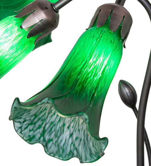 Meyda Lighting Tiffany Pond Lily 24" 7-Light Mahogany Bronze Chandelier With Green Shade Glass