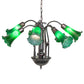 Meyda Lighting Tiffany Pond Lily 24" 7-Light Mahogany Bronze Chandelier With Green Shade Glass