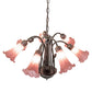 Meyda Lighting Tiffany Pond Lily 24" 7-Light Mahogany Bronze Chandelier With Lavender Shade Glass