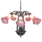 Meyda Lighting Tiffany Pond Lily 24" 7-Light Mahogany Bronze Chandelier With Lavender Shade Glass