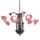 Meyda Lighting Tiffany Pond Lily 24" 7-Light Mahogany Bronze Chandelier With Lavender Shade Glass