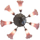 Meyda Lighting Tiffany Pond Lily 24" 7-Light Mahogany Bronze Chandelier With Lavender Shade Glass