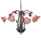 Meyda Lighting Tiffany Pond Lily 24" 7-Light Mahogany Bronze Chandelier With Lavender Shade Glass