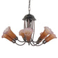 Meyda Lighting Tiffany Pond Lily 24" 7-Light Mahogany Bronze Chandelier With Pink & Amber Shade Glass