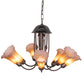 Meyda Lighting Tiffany Pond Lily 24" 7-Light Mahogany Bronze Chandelier With Pink & Amber Shade Glass
