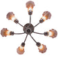 Meyda Lighting Tiffany Pond Lily 24" 7-Light Mahogany Bronze Chandelier With Pink & Amber Shade Glass