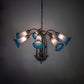 Meyda Lighting Tiffany Pond Lily 24" 7-Light Mahogany Bronze Chandelier With Pink & Blue Shade Glass