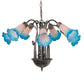 Meyda Lighting Tiffany Pond Lily 24" 7-Light Mahogany Bronze Chandelier With Pink & Blue Shade Glass
