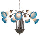 Meyda Lighting Tiffany Pond Lily 24" 7-Light Mahogany Bronze Chandelier With Pink & Blue Shade Glass