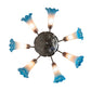 Meyda Lighting Tiffany Pond Lily 24" 7-Light Mahogany Bronze Chandelier With Pink & Blue Shade Glass