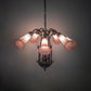 Meyda Lighting Tiffany Pond Lily 24" 7-Light Mahogany Bronze Chandelier With Pink Shade Glass