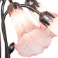 Meyda Lighting Tiffany Pond Lily 24" 7-Light Mahogany Bronze Chandelier With Pink Shade Glass