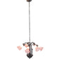 Meyda Lighting Tiffany Pond Lily 24" 7-Light Mahogany Bronze Chandelier With Pink Shade Glass