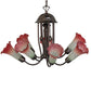 Meyda Lighting Tiffany Pond Lily 24" 7-Light Mahogany Bronze Chandelier With Pink & White Shade Glass