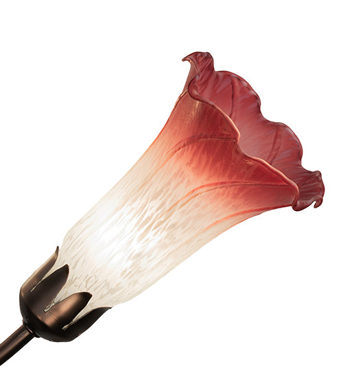 Meyda Lighting Tiffany Pond Lily 24" 7-Light Mahogany Bronze Chandelier With Pink & White Shade Glass