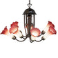 Meyda Lighting Tiffany Pond Lily 24" 7-Light Mahogany Bronze Chandelier With Pink & White Shade Glass