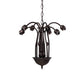 Meyda Lighting Tiffany Pond Lily 24" 7-Light Mahogany Bronze Chandelier With Red & White Shade Glass