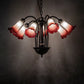 Meyda Lighting Tiffany Pond Lily 24" 7-Light Mahogany Bronze Chandelier With Red & White Shade Glass