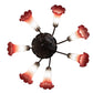 Meyda Lighting Tiffany Pond Lily 24" 7-Light Mahogany Bronze Chandelier With Red & White Shade Glass