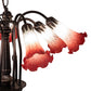 Meyda Lighting Tiffany Pond Lily 24" 7-Light Mahogany Bronze Chandelier With Red & White Shade Glass